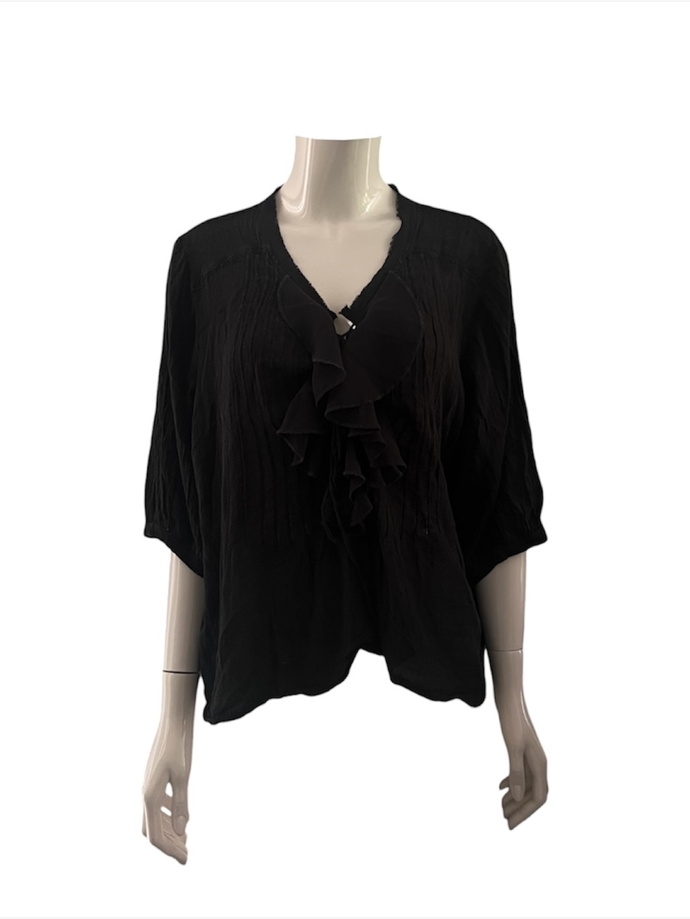Denim & Supply Black Ruffle V-Neck blouse